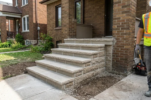 After: Limestone steps on new footing