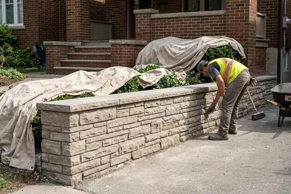 After: Rebuilt Owen Sound ledgerock wall