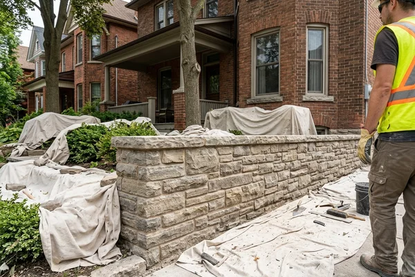 After: Rebuilt Owen Sound ledgerock wall