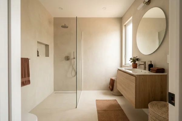 After: Seamless microcement, no grout