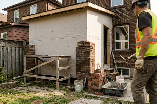 Before: Framed addition ready for brick