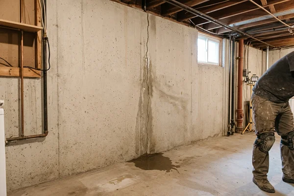 Before: Leaking vertical basement crack