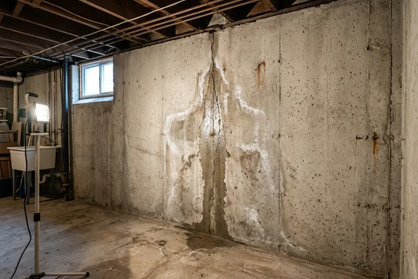 Before: Leaking vertical basement crack