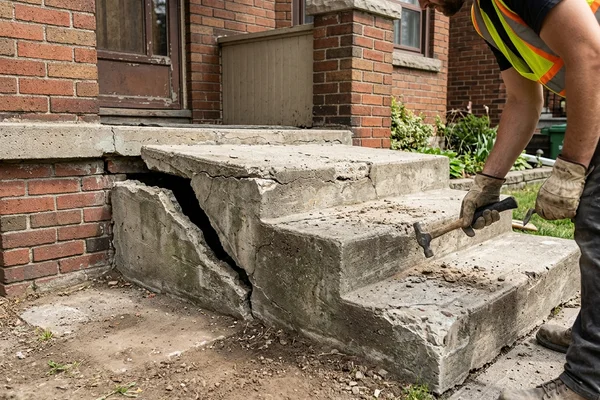 Before: Sinking steps pulling from the house