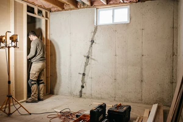 Dry basement wall after crack injection