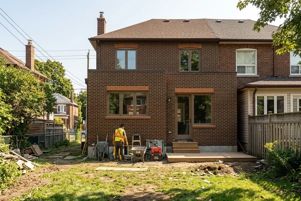 Finished rear brick addition matching the original house