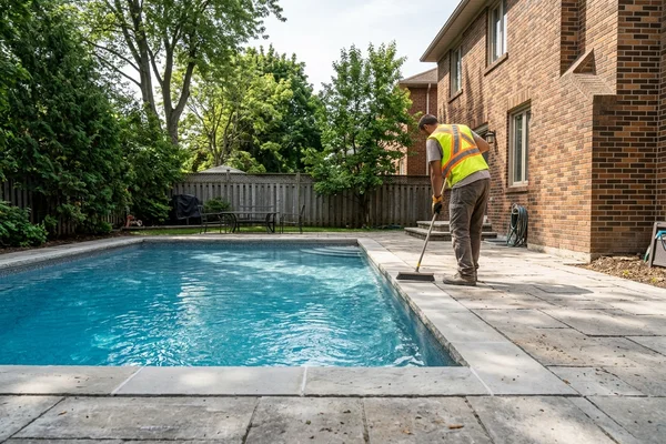 Finished pool deck with new coping