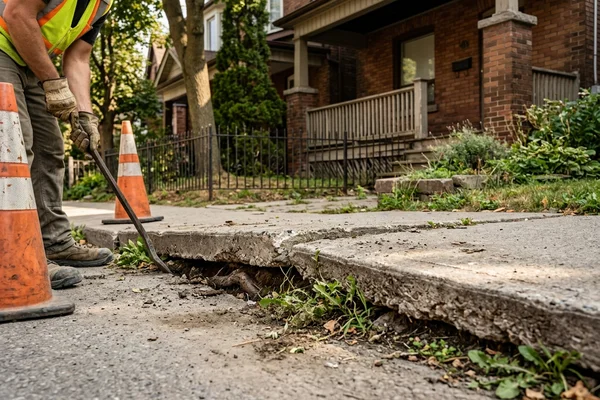 Heaved concrete slab creating a trip hazard