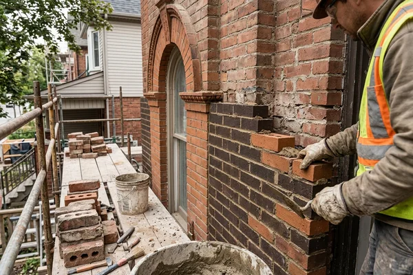 Reclaimed heritage bricks set into a Victorian facade
