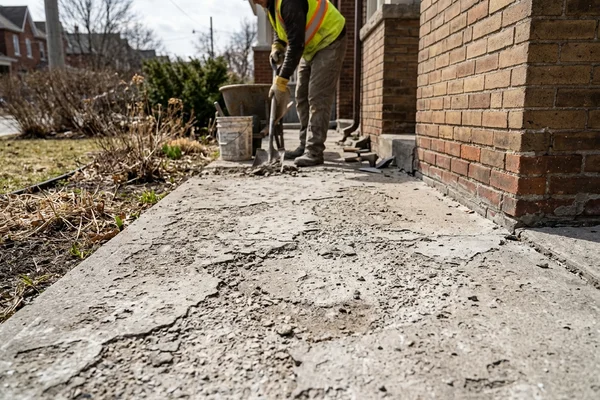 Concrete walkway scaled by de-icing salt