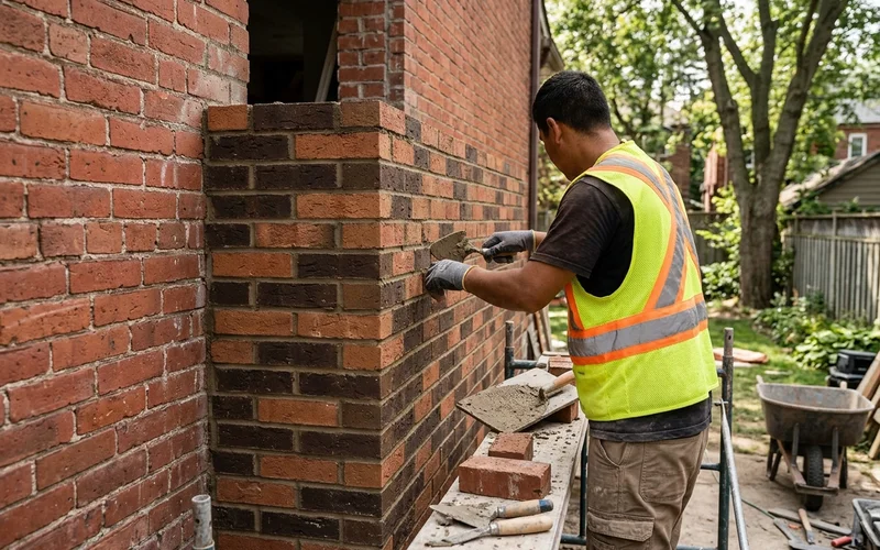 Brick addition toothed into an existing red brick house