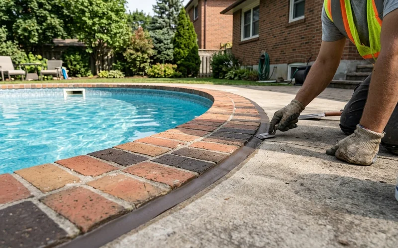 New mastic expansion joint between pool coping and deck