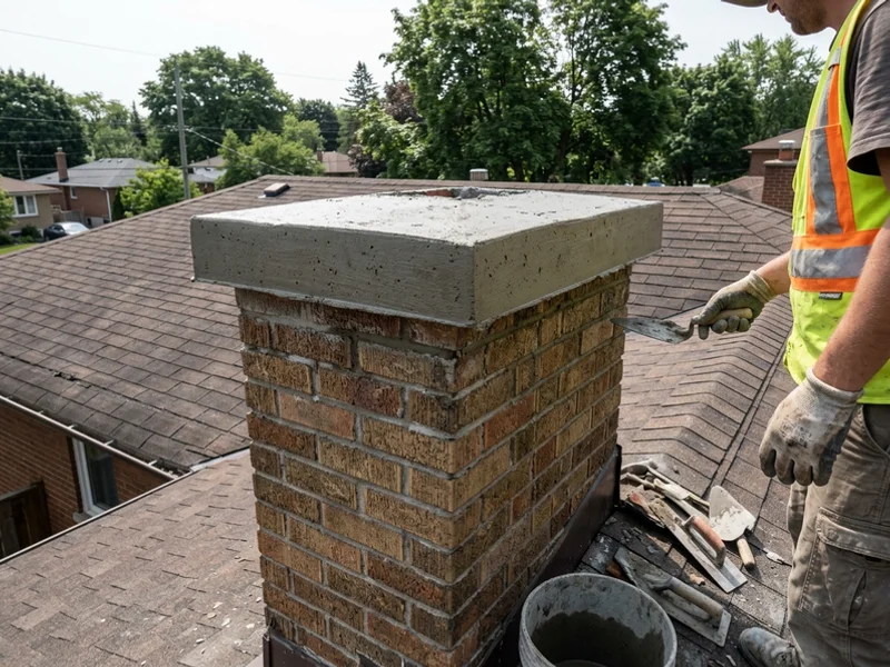 New cast-in-place chimney crown on a North York bungalow