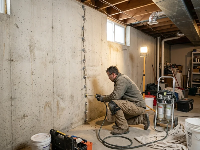 Trenchless injection of a basement wall crack in Scarborough