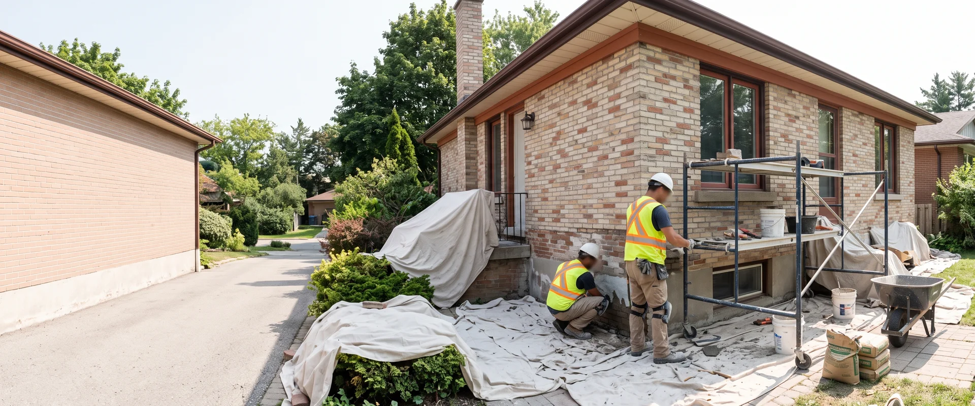 Scarborough postwar brick home during foundation repair